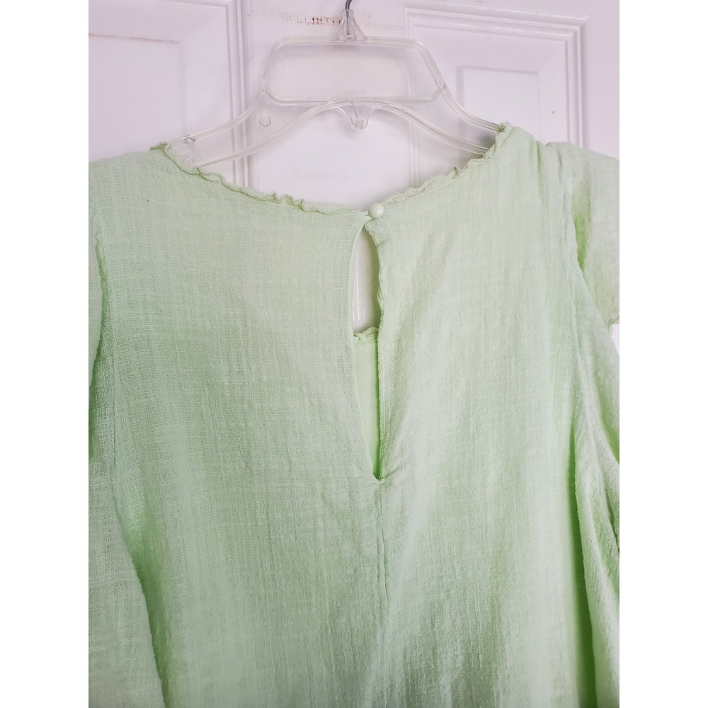 Maeve Anthropologie Blouse Green Ruffle Flutter Sleeve Peplum Boho Large - Picture 6 of 9